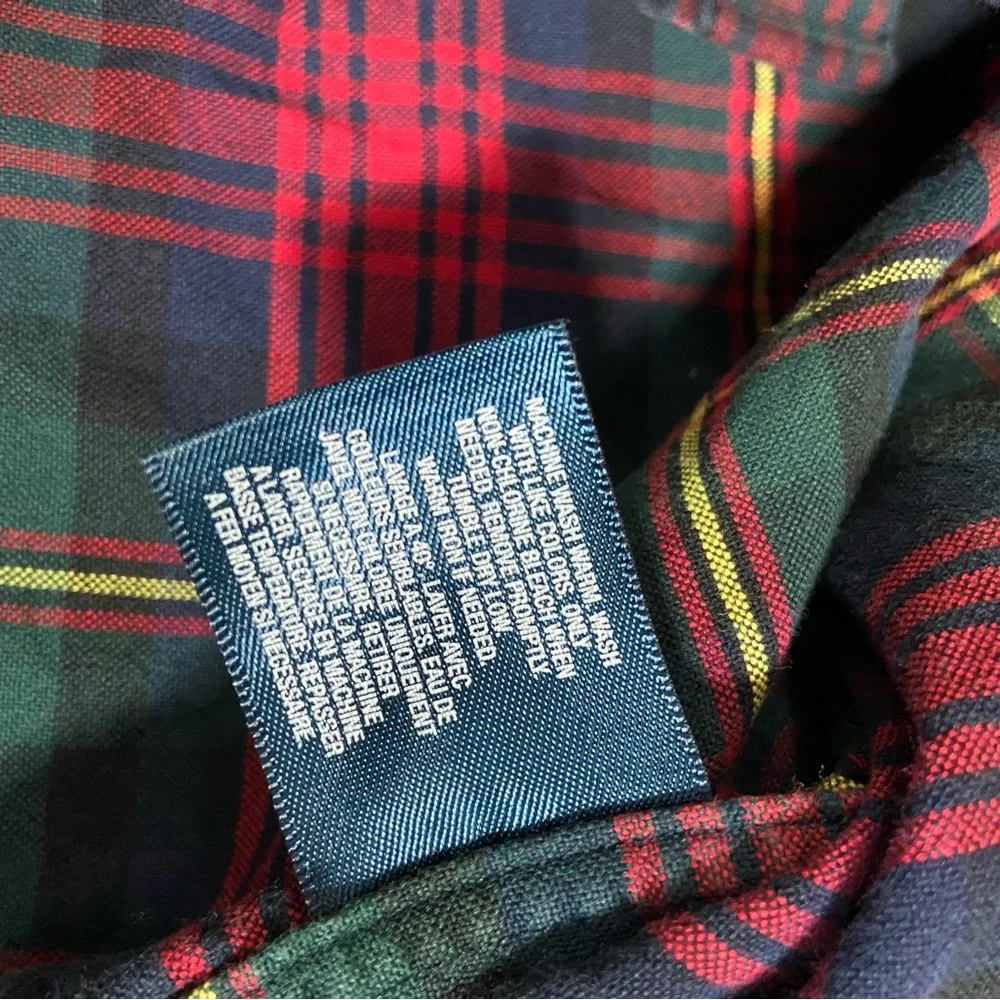Ralph Lauren boys 10/12 youth M Plaid Shirt Red Green